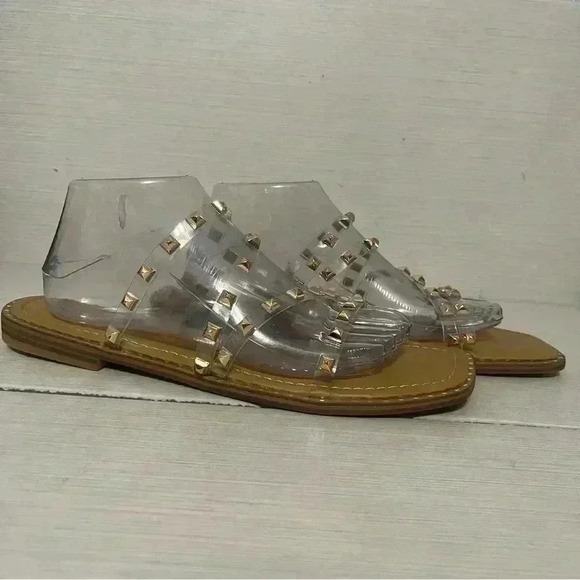 Just Kickin' It Tan/Clear/Rose Gold Studded Sandals - SHO2532TN - Picture 8 of 14